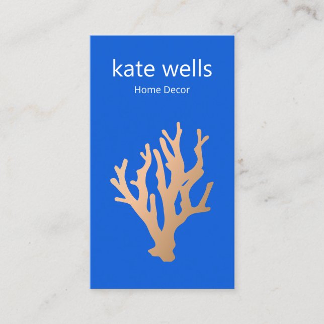 Carte De Visite Gold Blue Ocean Coral Reef Nautique (Devant)