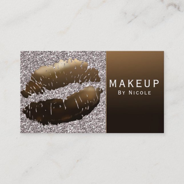 Carte De Visite Gold brillant lèvres Lipstick Makeup Glam Salon (Devant)