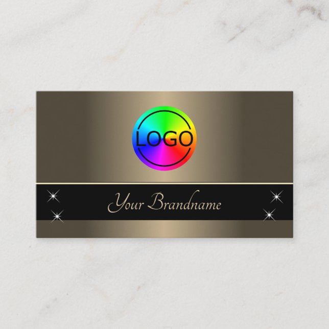 Carte De Visite Gold Brown et Black Modern avec Logo Professional (Devant)