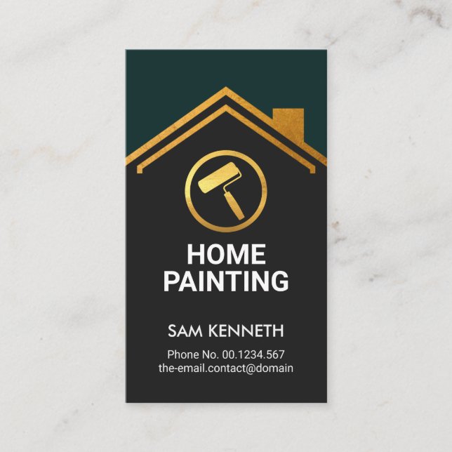 Carte De Visite Gold Building Rooftop Handyman Peinture Service (Devant)