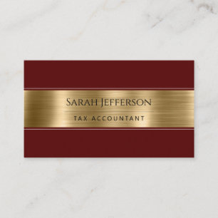 Carte De Visite Gold Burgandy Professional Metallic Elegant QR