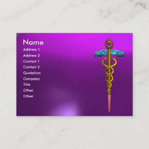 Carte De Visite GOLD CADUCEUS ; DOCTEUR, SERVICE MÉDICALE Bright P