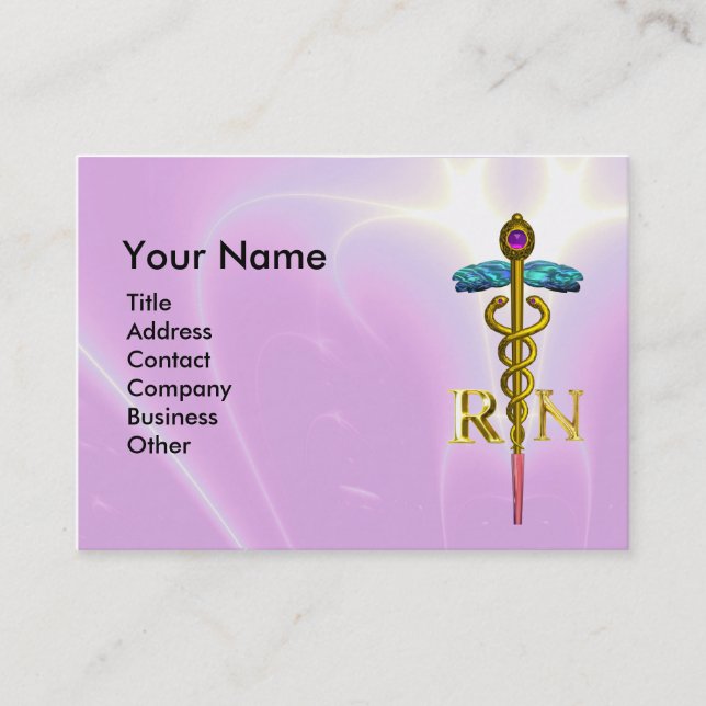 Carte De Visite GOLD CADUCEUS INSCRIT INFIRMIER SYMBOLE Pink Fuchs (Devant)