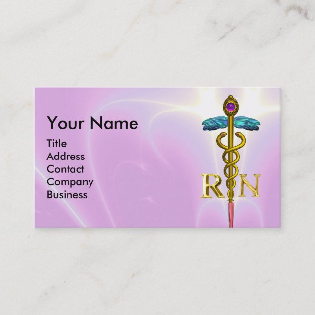 Carte De Visite GOLD CADUCEUS INSCRIT INFIRMIER SYMBOLE rose Fuchs (Devant)