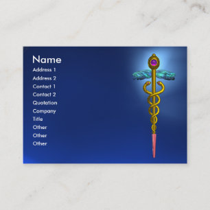 Carte De Visite GOLD CADUCEUS, MÉDECIN, SYMBOLE MÉDICALE Bleu Sapp