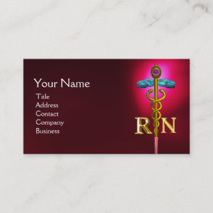 CARTE DE VISITE GOLD CADUCEUS SYMBOLE INFIRMIER INSCRIT INFIRMIER 
