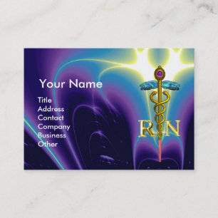 Carte De Visite GOLD CADUCEUS SYMBOLE INFIRMIER INSCRIT Purple Blu