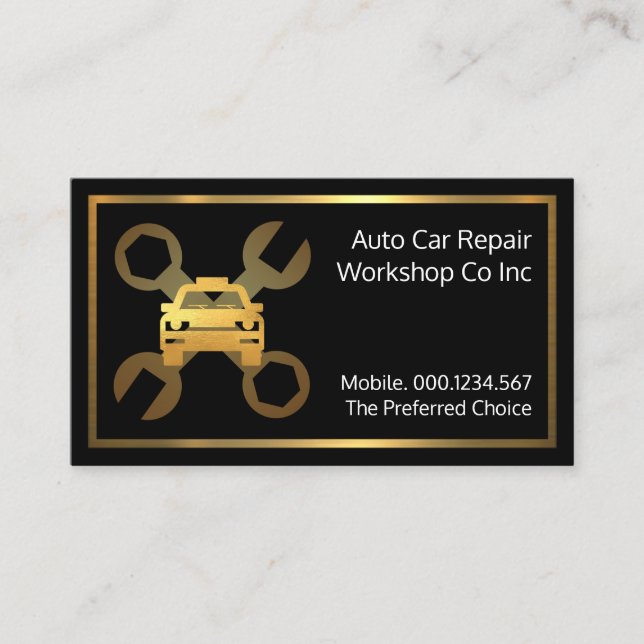Carte De Visite Gold Car Spanner Set Mechanical Repair (Devant)