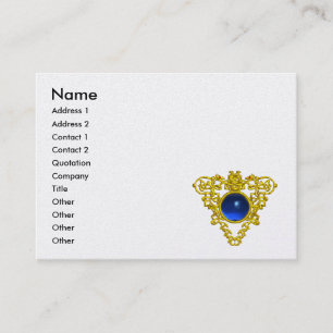 CARTE DE VISITE GOLD CELTIC HEART JEWEL BLUE SAPPHIRE GEMSTONE