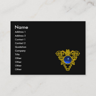 CARTE DE VISITE GOLD CELTIC HEART JEWEL BLUE SAPPHIRE GEMSTONE