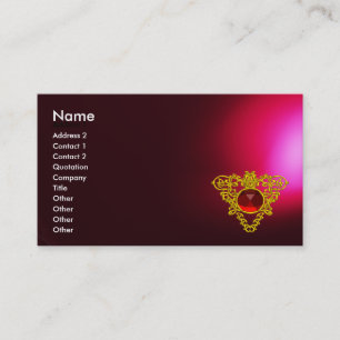 Carte De Visite GOLD CELTIC HEART JEWEL Red Ruby Gemstone, Bourgog