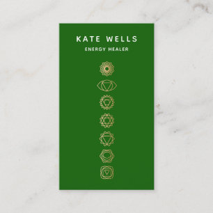 Carte De Visite Gold Chakras Green Spirituel Energy Healer