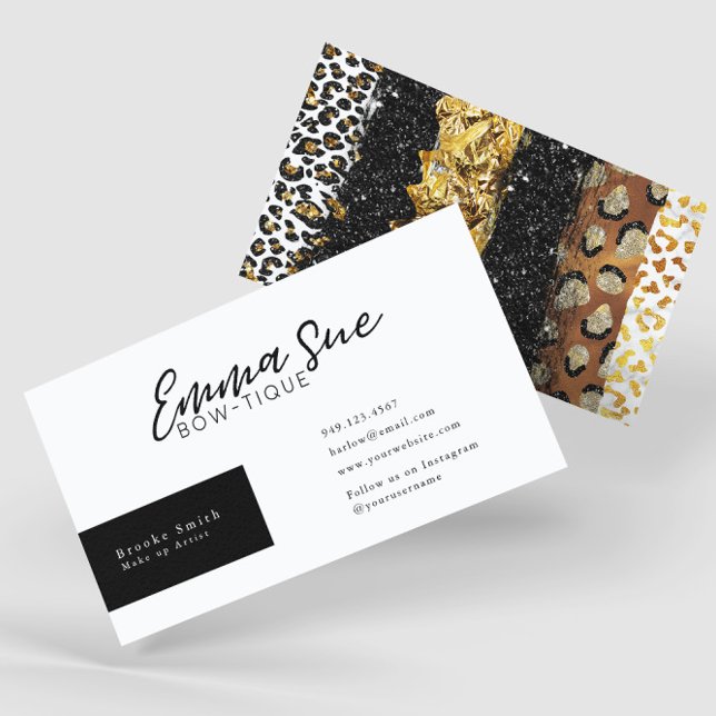 Carte De Visite Gold Cheetah Empreinte de léopard Elegant Ajouter  (Créateur téléchargé)