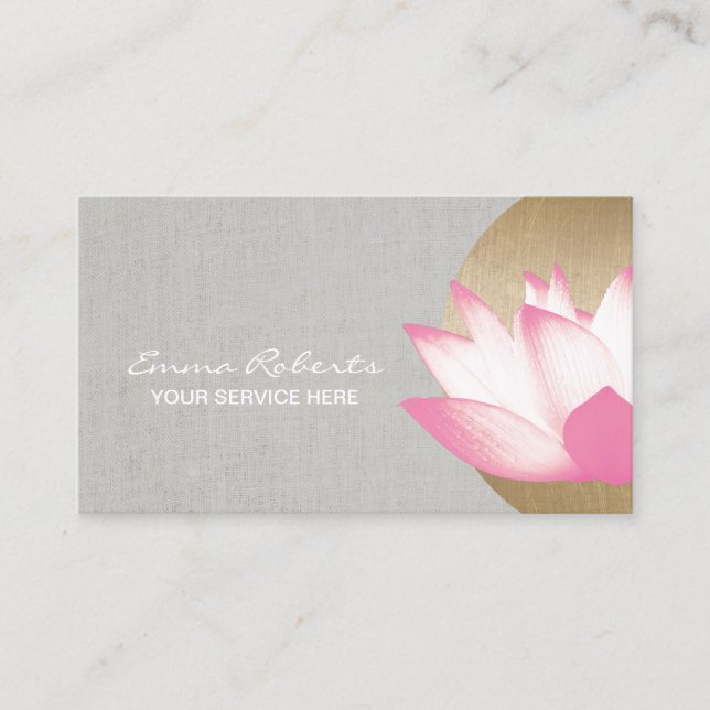 Carte De Visite Gold Circle Lotus Faux Linge Salon & Spa (Devant)
