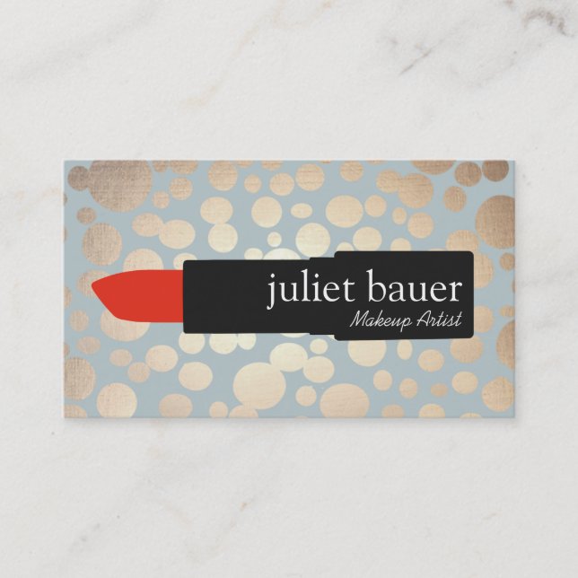 Carte De Visite Gold Circles maquillage Artiste Lipstick Logo Beau (Devant)