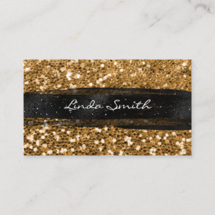 Carte De Visite Gold Confetti Parties scintillant Brush noir