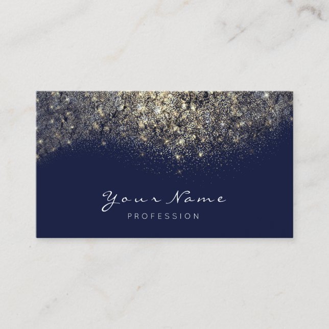 Carte De Visite Gold Confetti Parties scintillant maquillage Blue  (Devant)