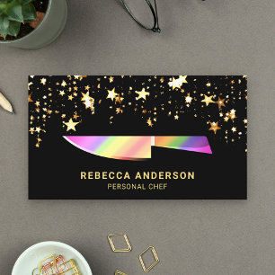 Carte De Visite Gold Confetti Rainbow Kitchen Chef personnel