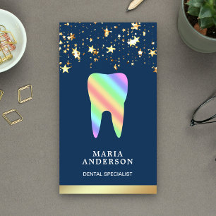 Carte De Visite Gold Confetti Rainbow Tooth Dentist Clinique denta