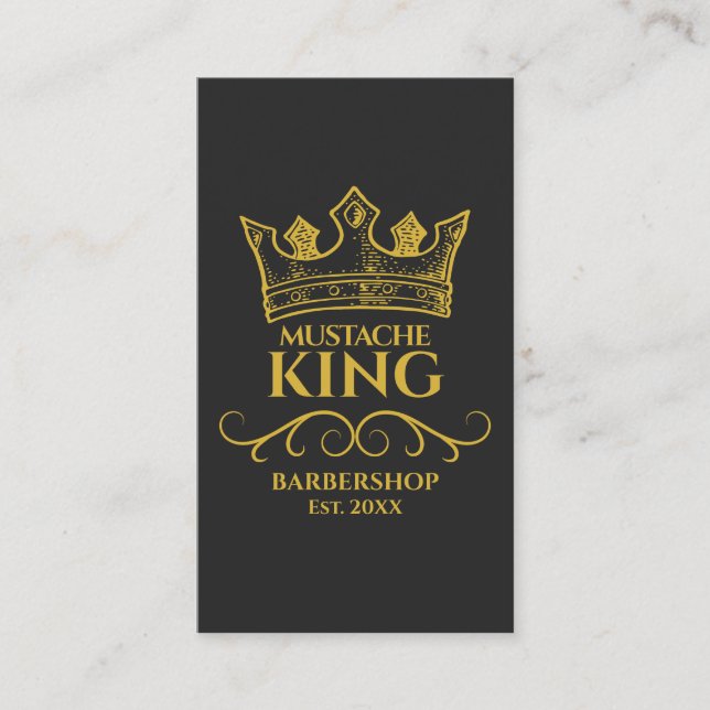 Carte De Visite Gold Crown King Mustache Barbershop (Devant)