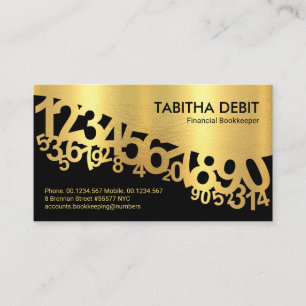 Carte De Visite Gold Dancing Numbers Wave Booking
