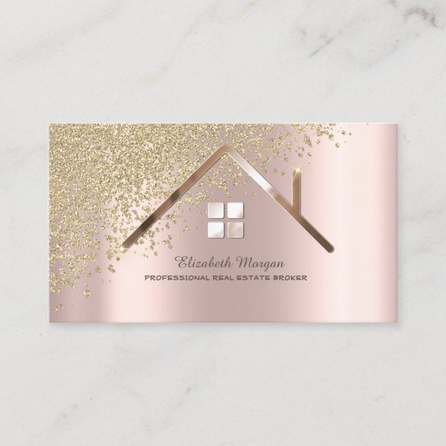 Carte De Visite Gold Diamants Rose Gold Agent immobilier (Devant)