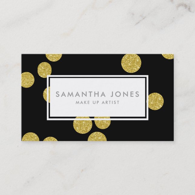 Carte De Visite Gold Dots Classic Modern Make Artist (Devant)