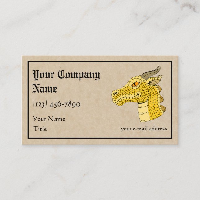 Carte De Visite Gold Dragon Head in Profile (Devant)
