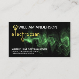 Carte De Visite Gold Electrician Circuit Board Green Lightning Zap