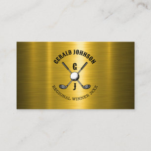 Carte De Visite Gold Elegant Custom Golf Monogramme Design
