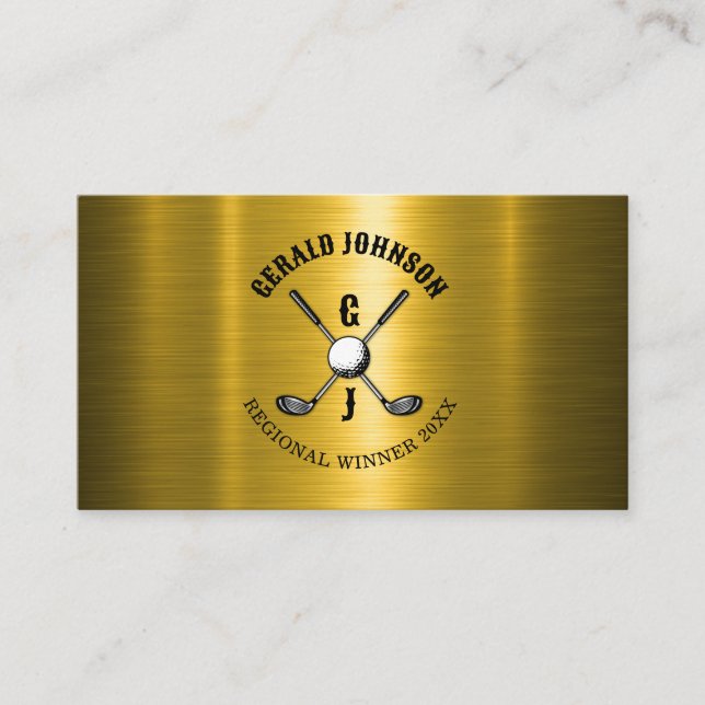 Carte De Visite Gold Elegant Custom Golf Monogramme Design (Devant)