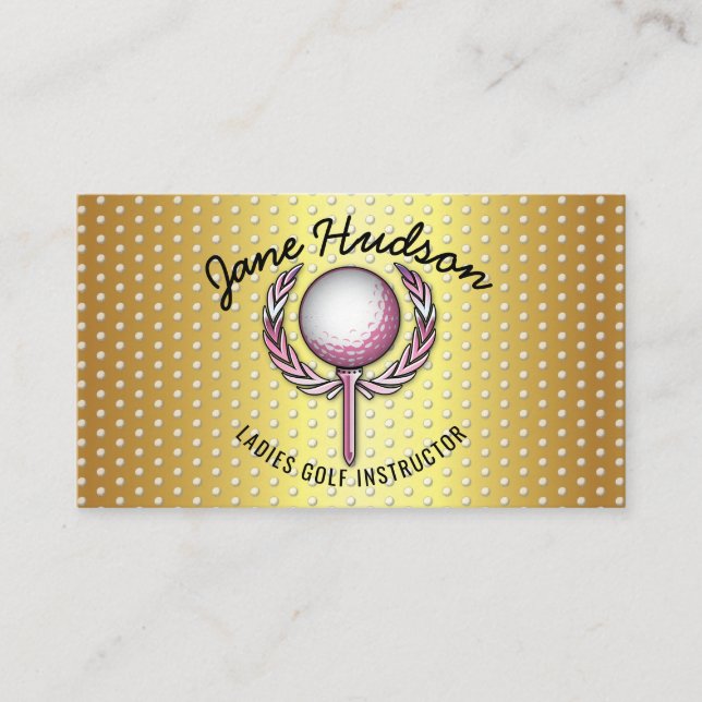 Carte De Visite Gold Elegant Dames Golf Design (Devant)