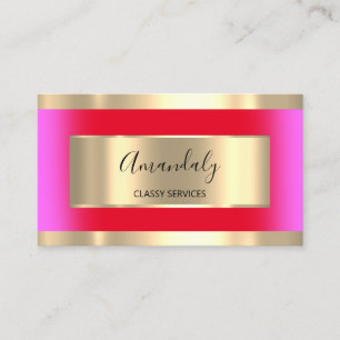 Carte De Visite Gold encadré professionnel Black Ocean rouge rose