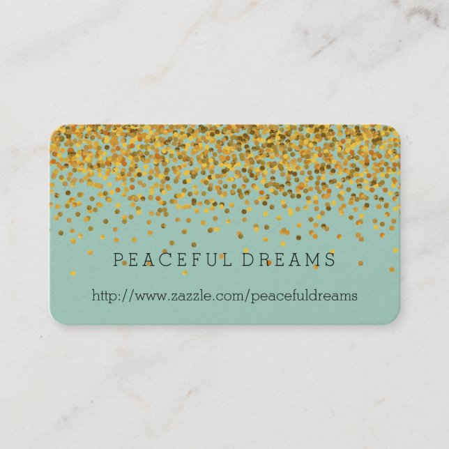 Carte De Visite Gold et Mint Confetti (Devant)