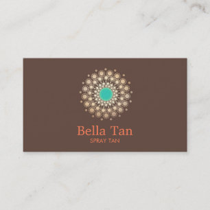 Carte De Visite Gold et Turquoise Sun Spray Tan Tropical Brown