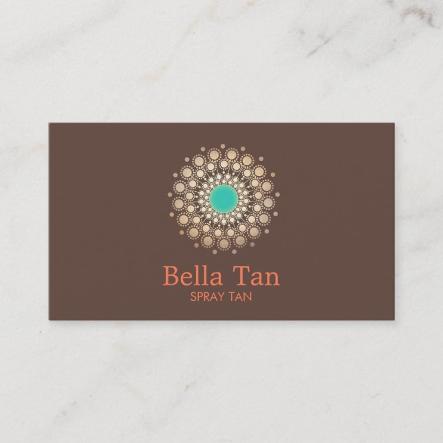 Carte De Visite Gold et Turquoise Sun Spray Tan Tropical Brown (Devant)
