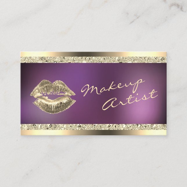 Carte De Visite Gold et violet Shimmer maquillage Artiste Beauté (Devant)