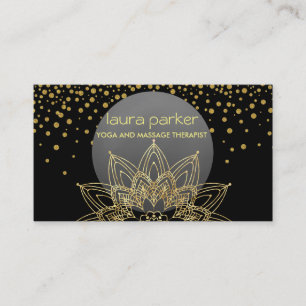 Carte De Visite Gold Faux Confetti Lotus Yoga Santé de guérison