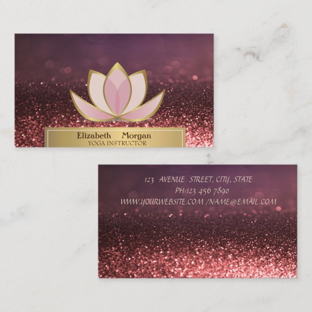 Carte De Visite Gold Femmes Silhouette Lotus Reiki Instructeur Bok (Devant / Derrière)