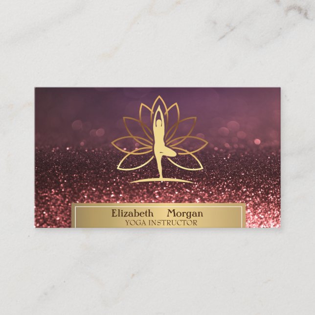 Carte De Visite Gold Femmes Silhouette Lotus Yoga Instructeur Boke (Devant)
