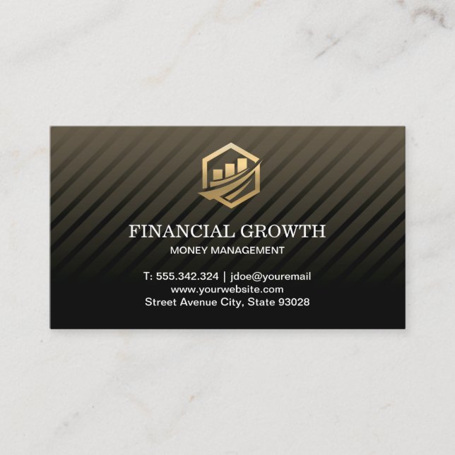 Carte De Visite Gold Financial Icon Professional Black Modern (Devant)