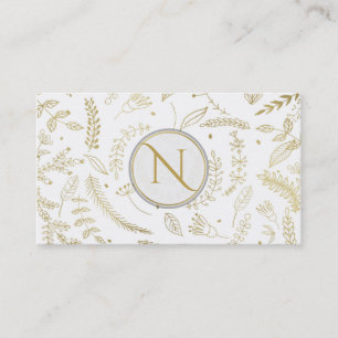 Carte De Visite Gold Floral Feuille Rustique Mariage Botanique