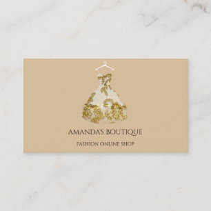 Carte De Visite Gold Floral Robe Logo Mode Événement Planificate