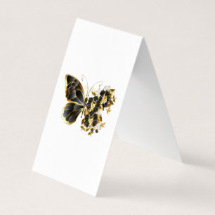Carte De Visite Gold flower Butterfly with Black Orchid