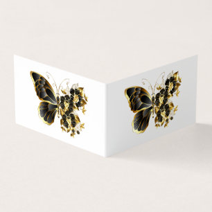 Carte De Visite Gold flower Butterfly with Black Orchid