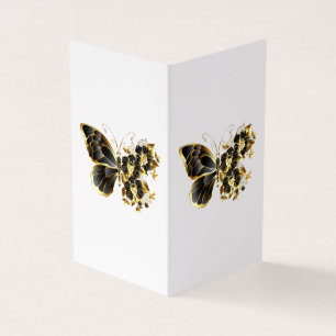 Carte De Visite Gold flower Butterfly with Black Orchid