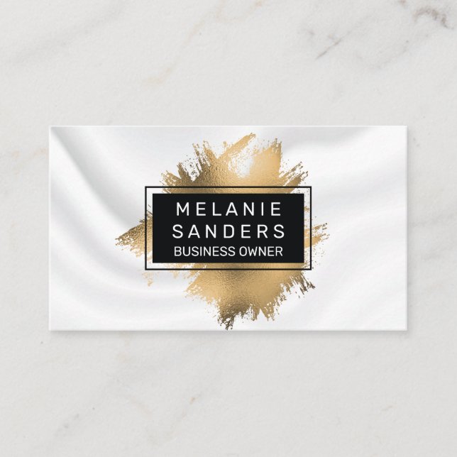 Carte De Visite Gold Foil Artistique | Draperie blanche (Devant)