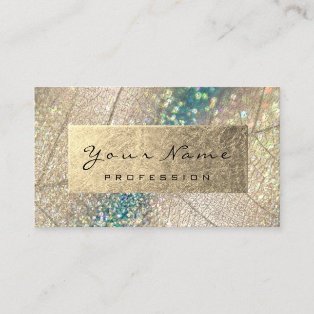 Carte De Visite Gold Foil Botanique Studio de beauté Holographe Tu (Devant)