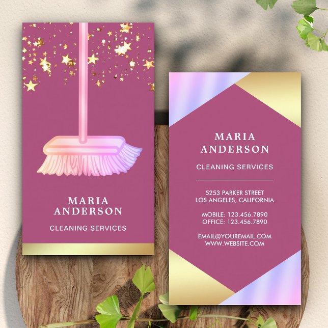 Carte De Visite Gold Foil Confetti Services de nettoyage de chambr (Créateur téléchargé)
