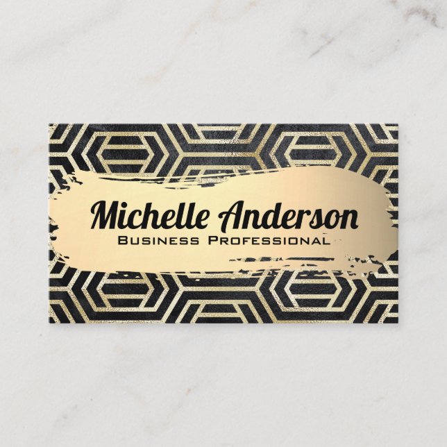 Carte De Visite Gold Foil Luxueux Motif géométrique moderne (Devant)